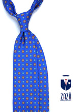 SAMANTHA Electric Blue Printed Silk 3 Fold Tie